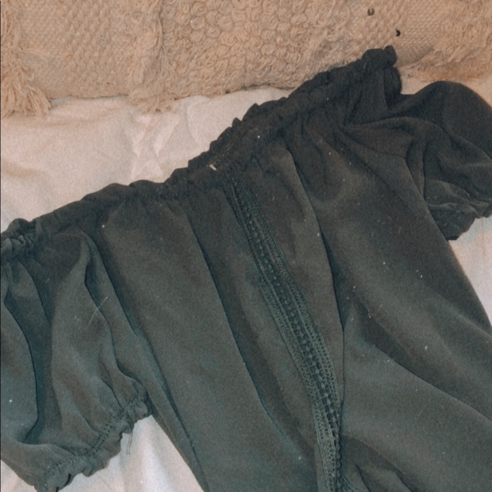 off the shoulder army green top